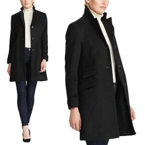 Sold!!NWT Lauren Ralph Lauren Women's Single-Breasted Walker Coat, Black Size 2